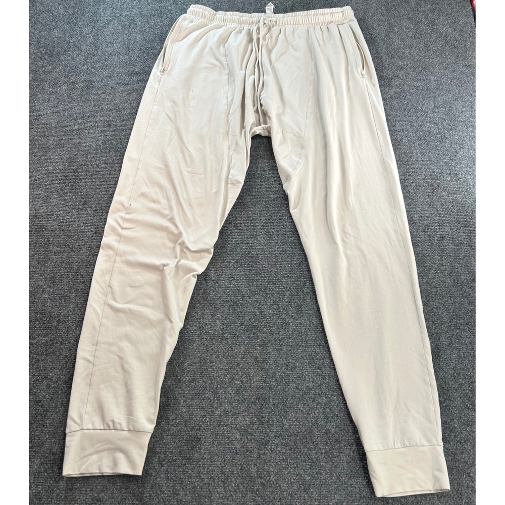 Alo Yoga Joggers Men Large Beige Drawstring Elastic Waist Athletic Lounge Pants